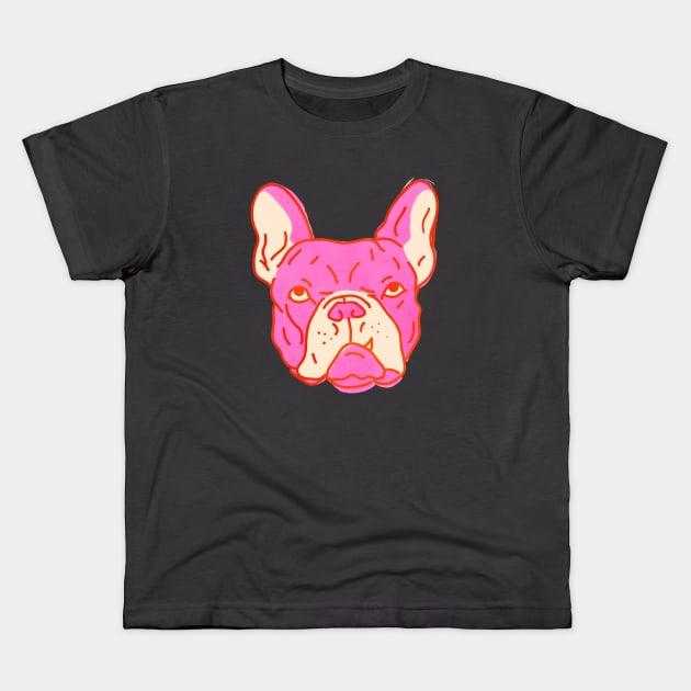 Hot Pink Bulldog Kids T-Shirt by showmemars